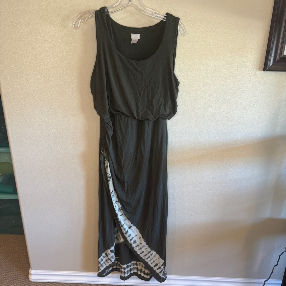 Chico’s Wrap Hem Olive Maxi Dress Size 0
